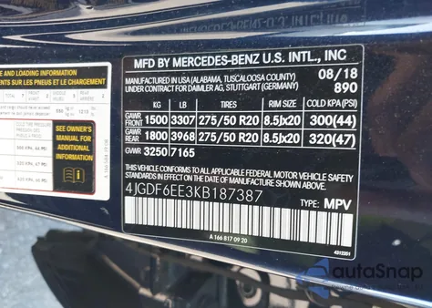 2019 Mercedes-Benz Gls 450 4Matic из США, поврежденный, VIN 4JGDF6EE3KB187387